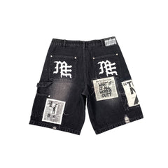Mixed Emotion Black “AI” Denim Shorts