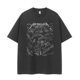 Metallica metal band retro American street niche design sense dark vtg rock short sleeved T-shirt gray