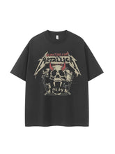Metallica band retro American street dark skeleton niche vtg shoulder loose rock short sleeved T-shirt