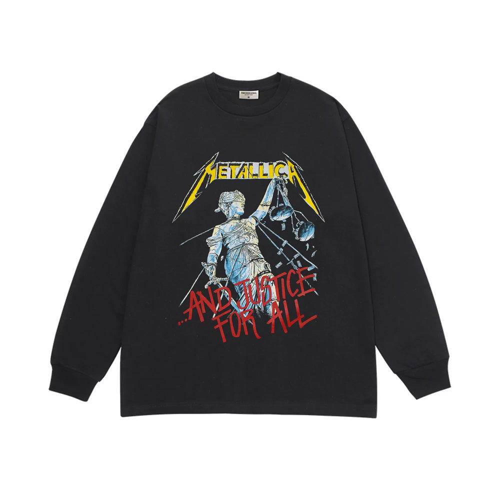 Metallica metal band long sleeved t-shirt rock poster style men's and women's round neck pure cotton James Hetfield