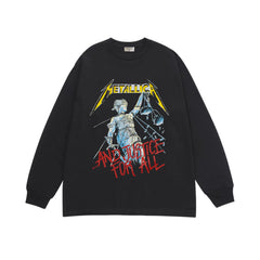 Metallica metal band long sleeved t-shirt rock poster style men's and women's round neck pure cotton James Hetfield