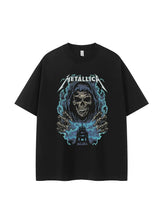 Metallica metal band retro American street dark skeleton shoulder loose cotton rock short sleeved T-shirt