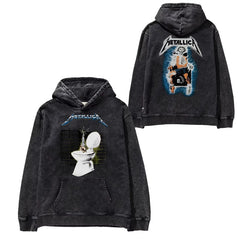 Metallica metal band James Hetfield punk distressed washed retro batik hooded sweatshirt (28)