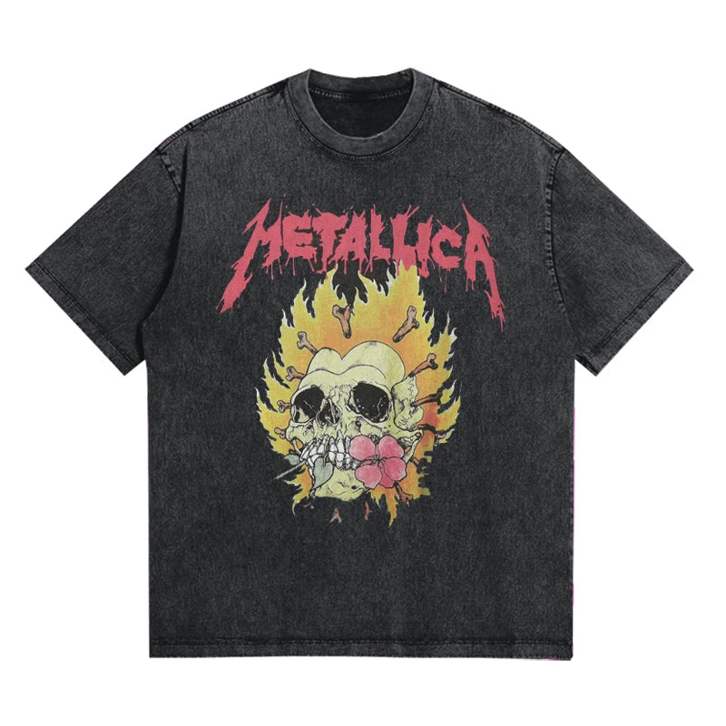 Heavy Metal Band Washed Oversized Vintage Graphic T-Shirt
