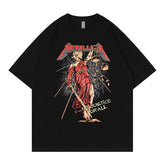 Metallica metal band retro American street vtg loose shoulder pure cotton round neck rock short sleeved T-shirt