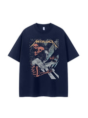 Metallica metal band retro American street niche vtg loose shoulder pure cotton rock short sleeved T-shirt