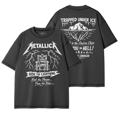 METALLICA金属乐队复古美式街头设计感圆领宽松纯棉摇滚短袖T恤