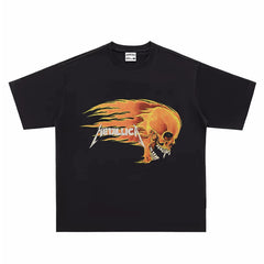 Metallica Rock T-shirt Retro Concert Commemorative Short Sleeve Digital Direct Spray Heavy Cotton
