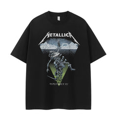 Metallica metal band retro American street niche dark vtg loose shoulder rock short sleeved T-shirt