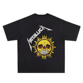Metallica Rock T-shirt Retro Concert Commemorative Short Sleeve Digital Direct Spray Heavy Cotton