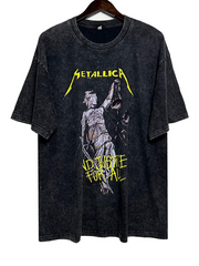 Metallica metal band's rock washed-out distressed T-shirt