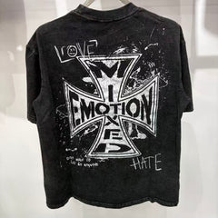 Mixed Emotion Distressed Handwritten Graphic Tee