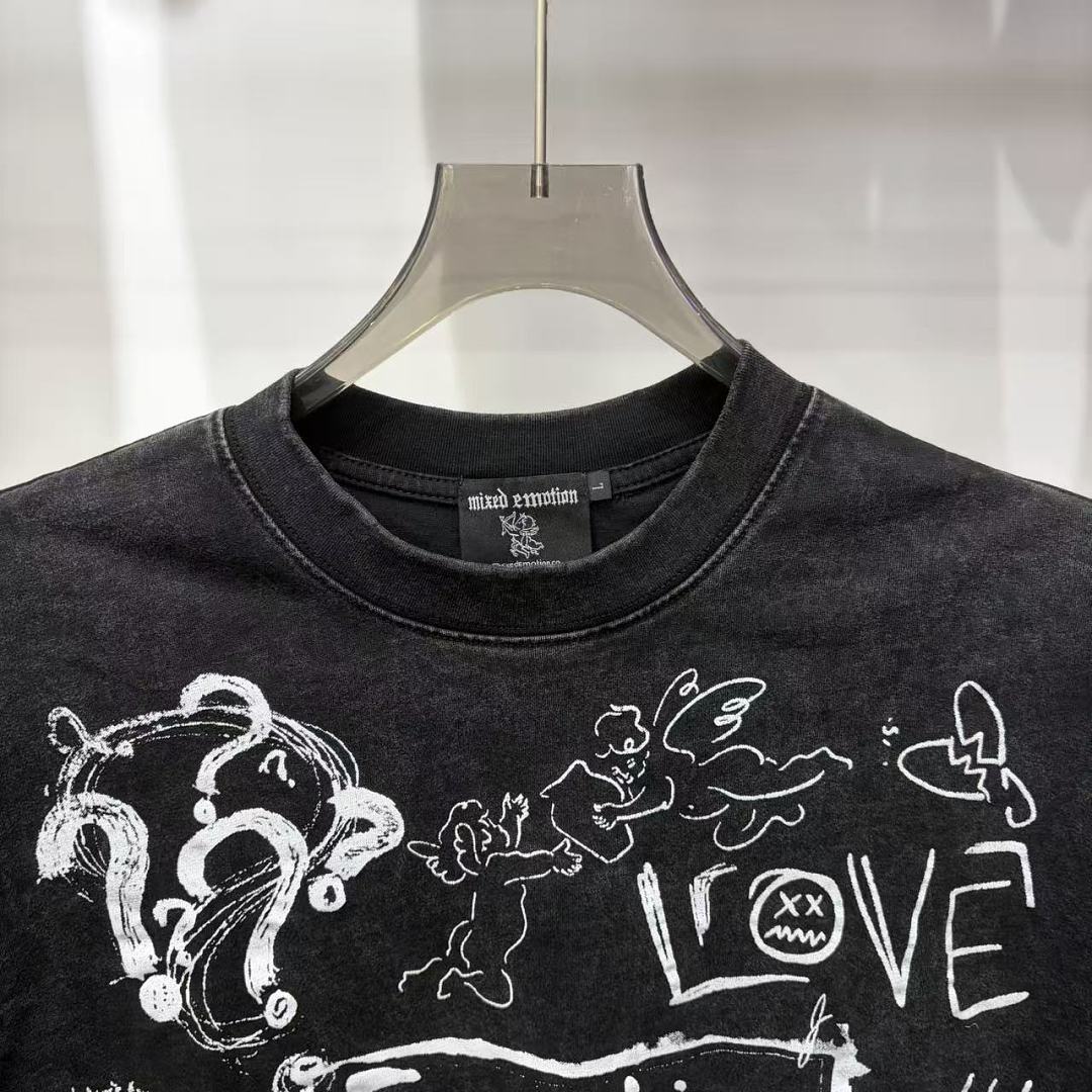 Mixed Emotion Distressed Handwritten Graphic Tee