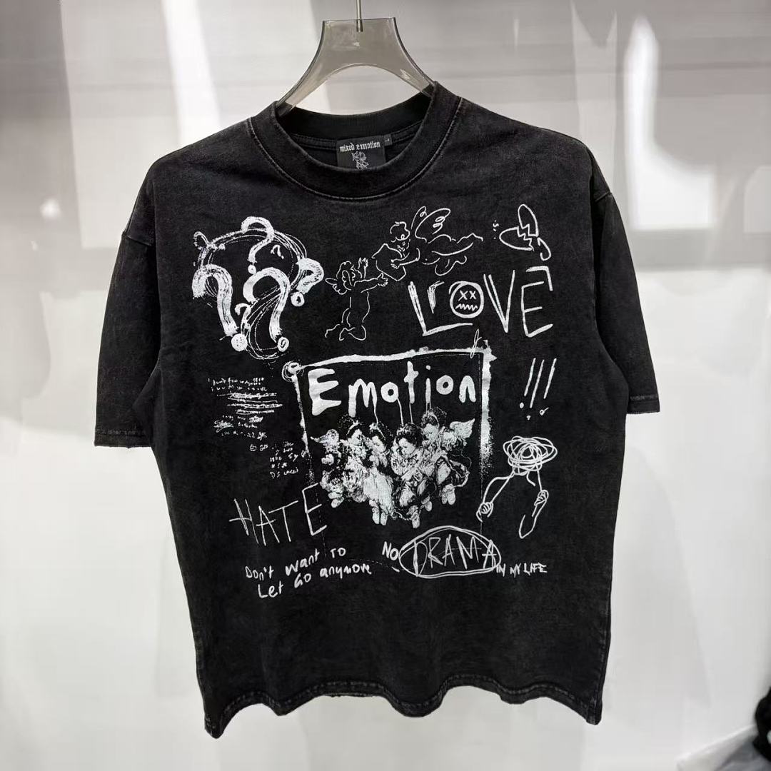 Mixed Emotion Distressed Handwritten Graphic Tee