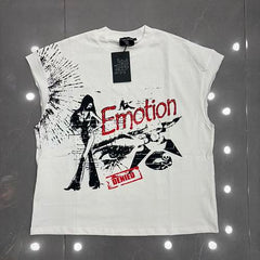 Mixed Emotion Distressed Sketch Sleeveless Top