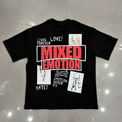 Mixed Emotion Graphic Collage T-Shirt