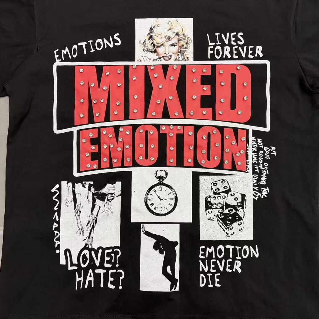 Mixed Emotion Graphic Collage T-Shirt