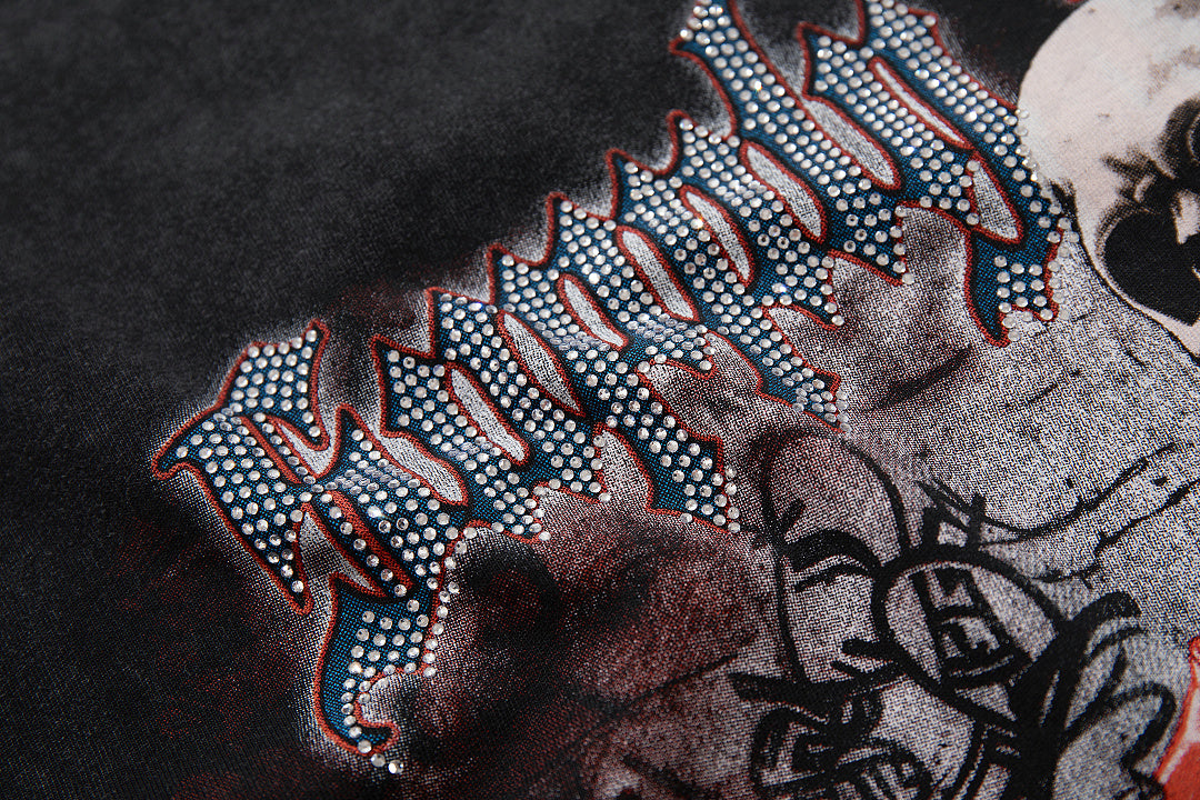 Supply Street Division Rhinestone Graphic Oversized Tee