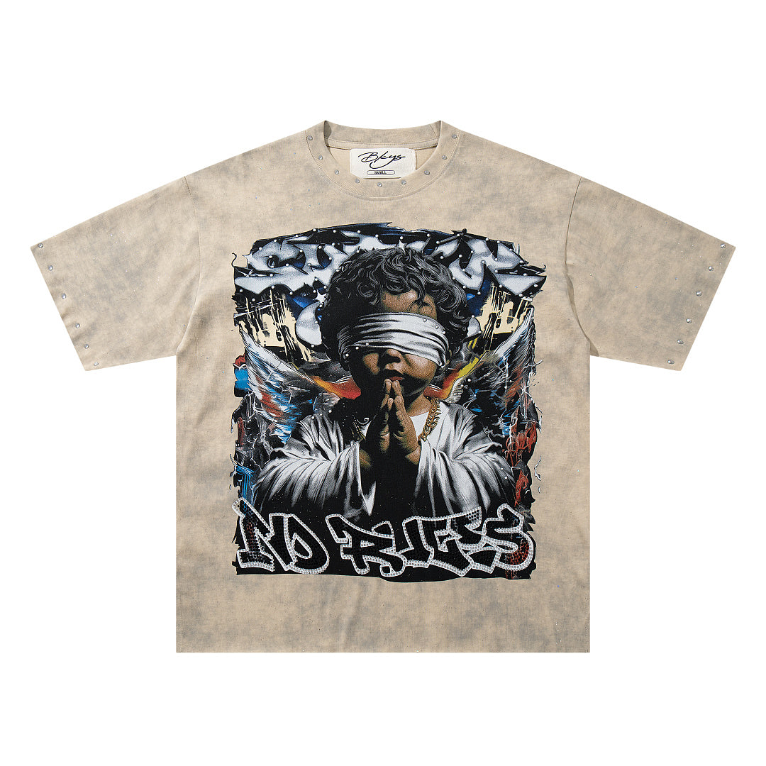 BKYS Faded Street Portrait Diamond Graphic Relaxed Tee