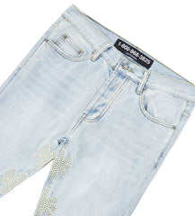 Lost Shdws Studded Denim Pants Blue/Bone