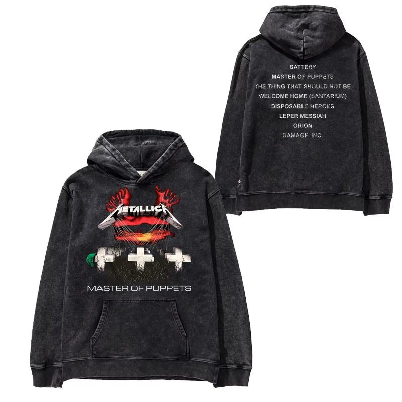 Metallica metal band James Hetfield punk distressed washed retro batik hooded sweatshirt (31)