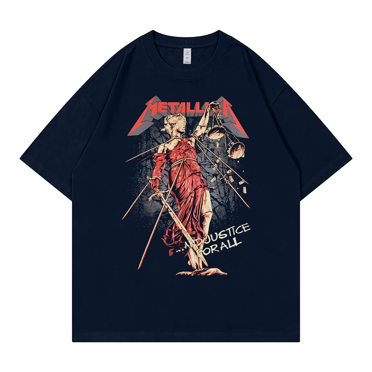 Metallica metal band retro American street vtg loose shoulder pure cotton round neck rock short sleeved T-shirt
