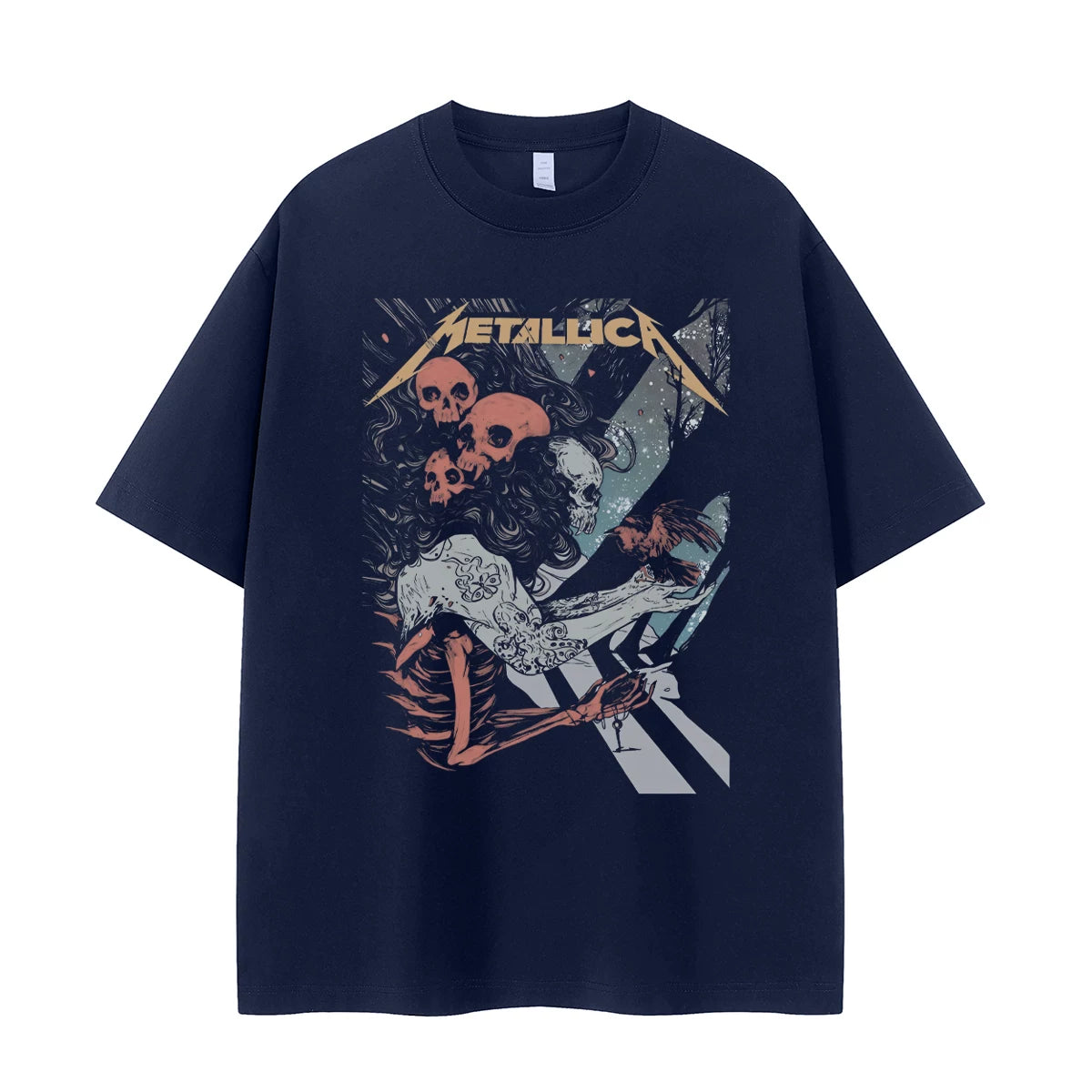 Metallica metal band retro American street niche vtg loose shoulder pure cotton rock short sleeved T-shirt