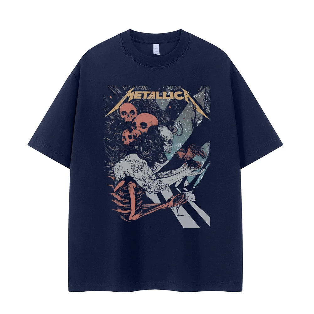 Metallica metal band retro American street niche vtg loose shoulder pure cotton rock short sleeved T-shirt