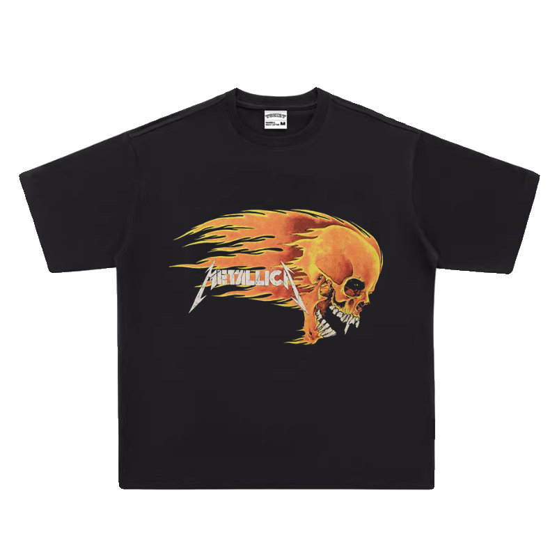 Metallica Rock T-shirt Retro Concert Commemorative Short Sleeve Digital Direct Spray Heavy Cotton