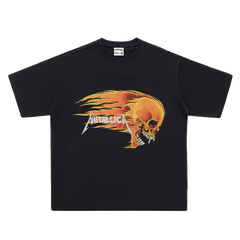 Metallica Rock T-shirt Retro Concert Commemorative Short Sleeve Digital Direct Spray Heavy Cotton