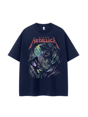 Metallica metal band retro American street niche design, dark shoulder rock short sleeved T-shirt