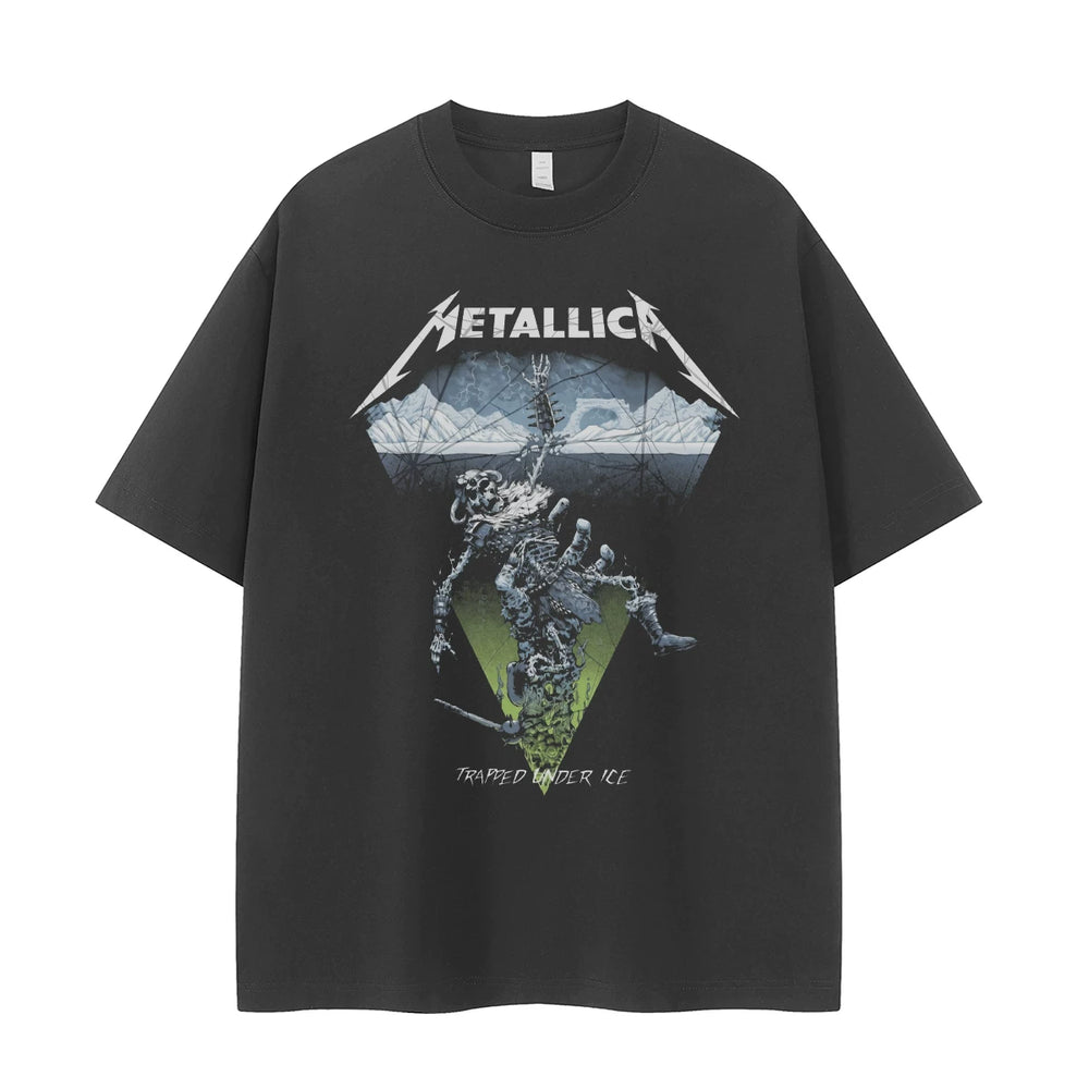 Metallica metal band retro American street niche dark vtg loose shoulder rock short sleeved T-shirt
