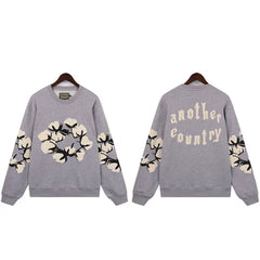 "Denim Tears" Another Country Cotton Wreath Oversized Grey Sweatshirt