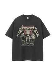 Metallica band retro American street dark skeleton niche vtg shoulder loose rock short sleeved T-shirt