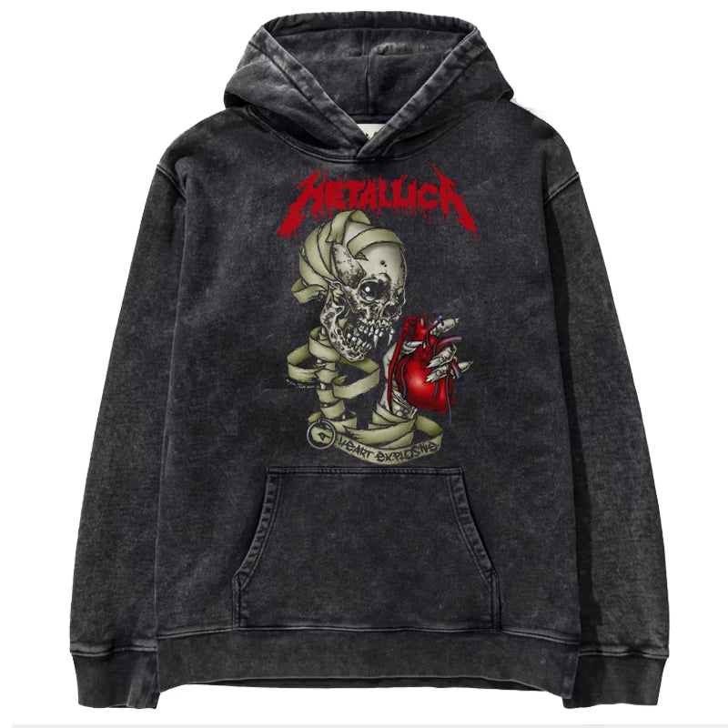 Metallica metal band James Hetfield punk distressed washed retro batik hooded sweatshirt (19)