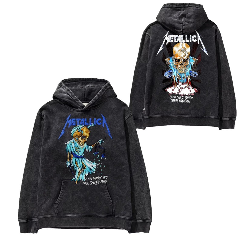 Metallica metal band James Hetfield punk distressed washed retro batik hooded sweatshirt (34)