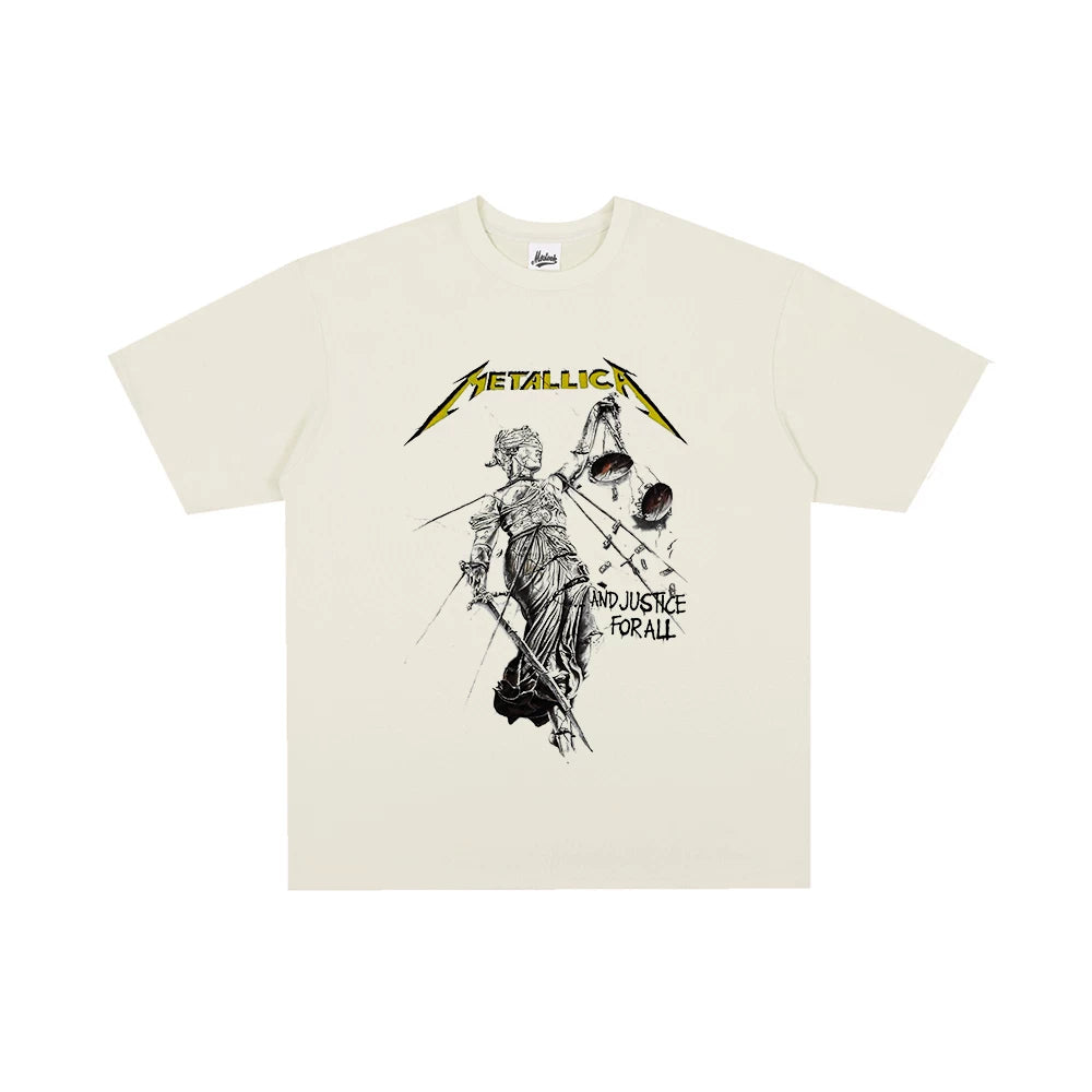 Metal band short sleeved t-shirt Metallica rock poster style men's and women's round neck pure cotton James Hetfield