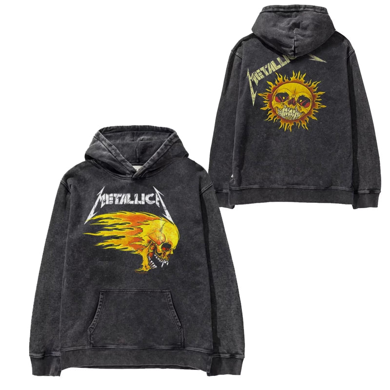 Metallica metal band James Hetfield punk distressed washed retro batik hooded sweatshirt (32)