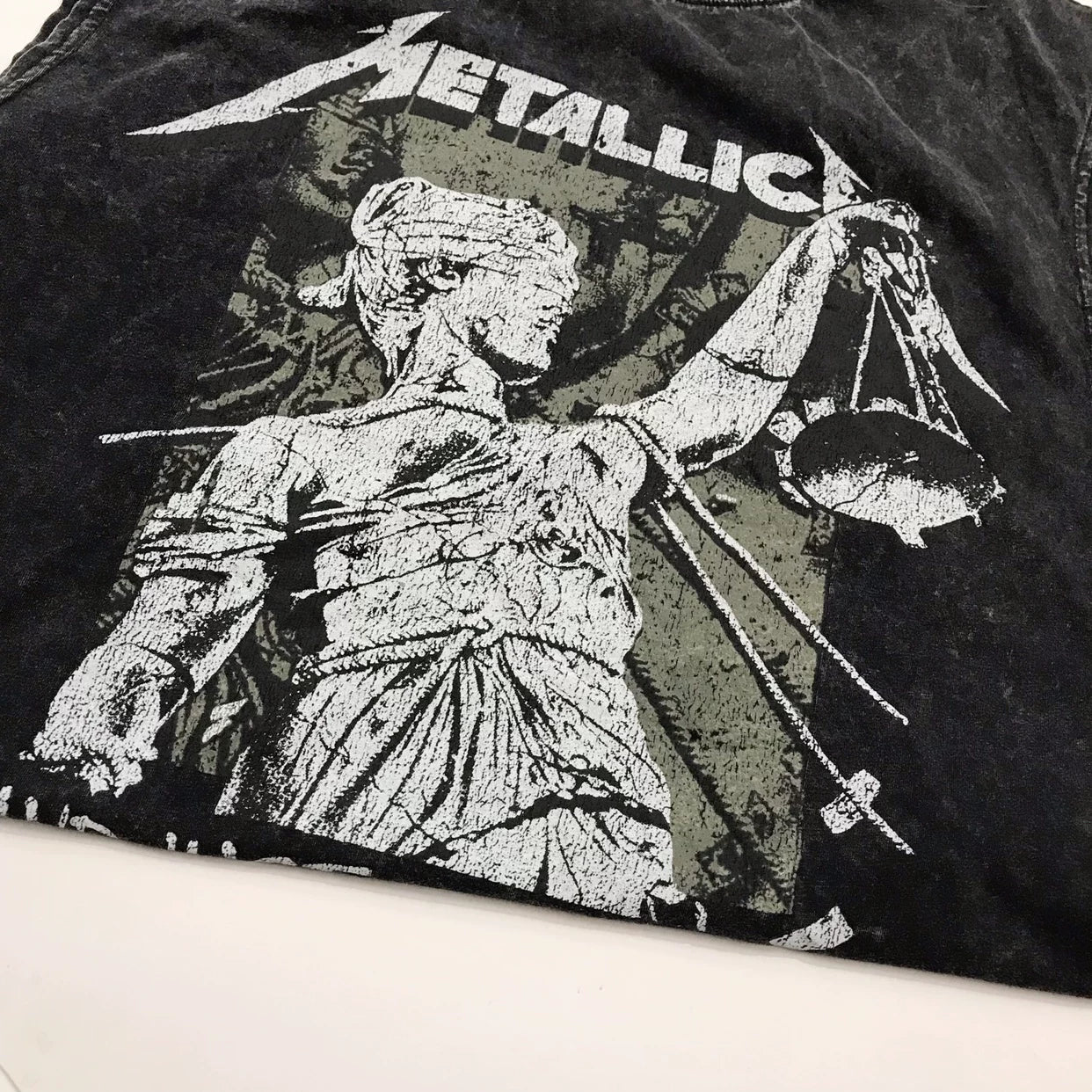 欧美单男式无袖T恤砍袖背心透气印花Metallica金属摇滚乐队做旧