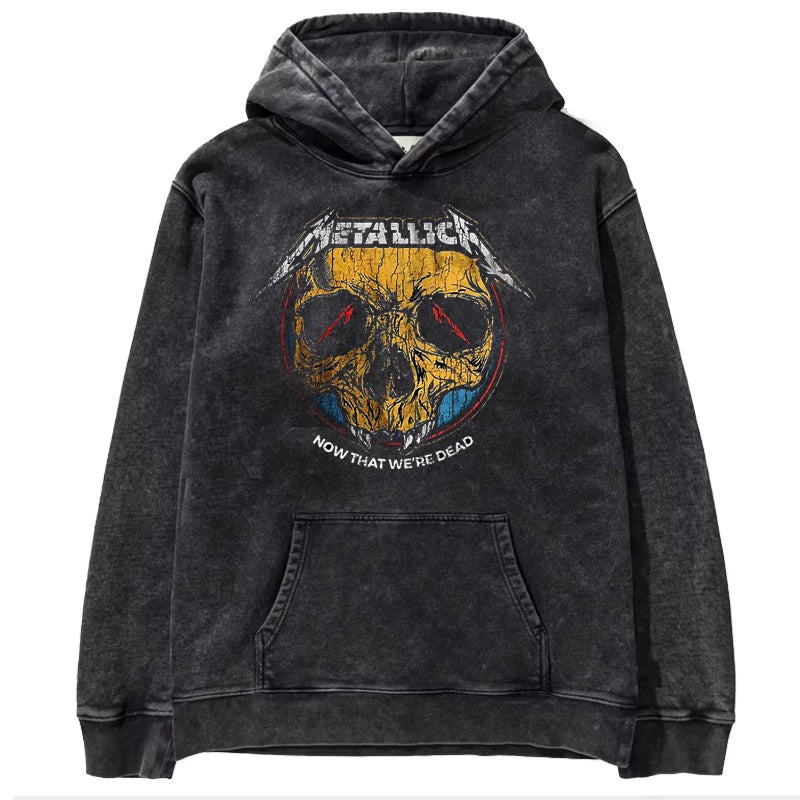Metallica metal band James Hetfield punk distressed washed retro batik hooded sweatshirt (20)