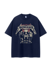 Metallica band retro American street dark skeleton niche vtg shoulder loose rock short sleeved T-shirt