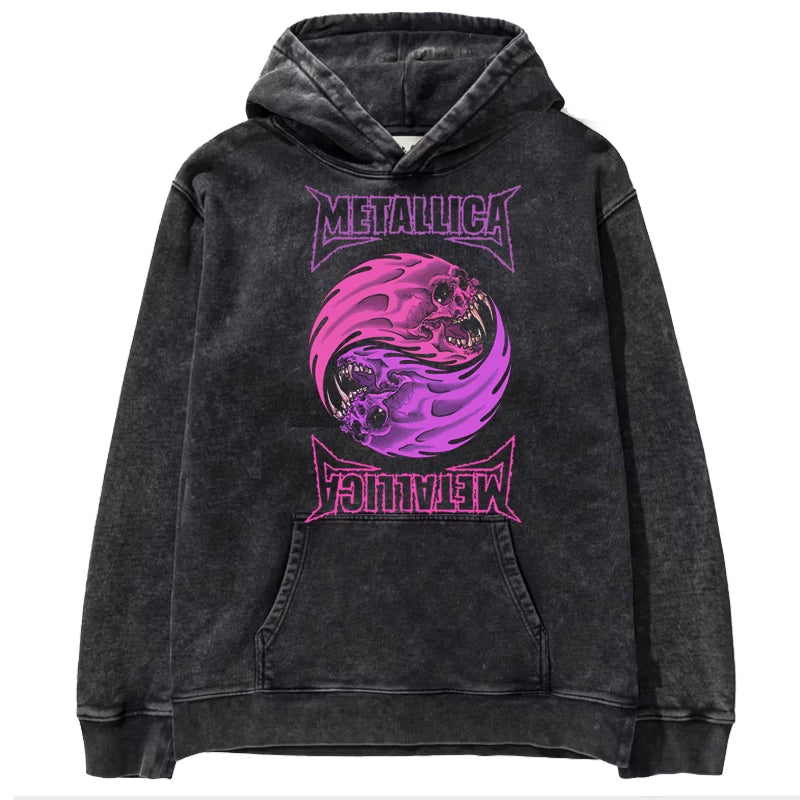 Metallica metal band James Hetfield punk distressed washed retro batik hooded sweatshirt (25)