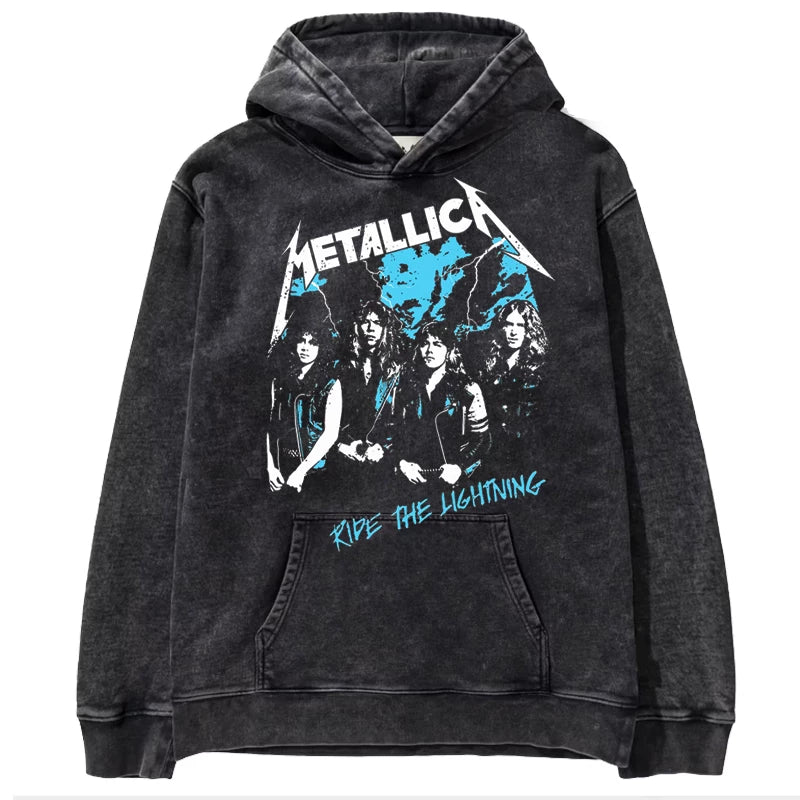 Metallica metal band James Hetfield punk distressed washed retro batik hooded sweatshirt (22)