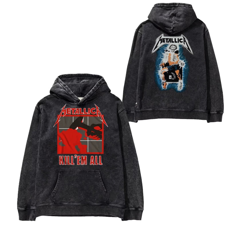 Metallica metal band James Hetfield punk distressed washed retro batik hooded sweatshirt (26)