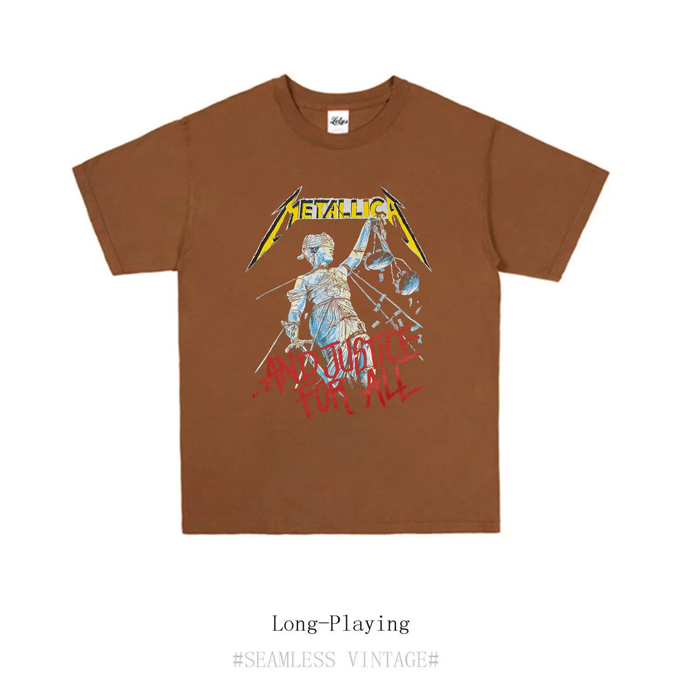 T-shirt Metallica Metal Band Short Sleeve Rock Punk Round Neck Male Female Couple Same Style Pure Cotton Trendy Print
