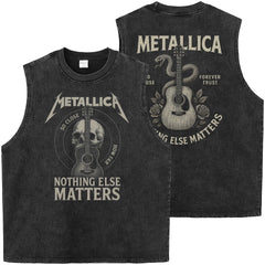 METALLICA金属乐队重磅美式复古水洗做旧宽松摇滚无袖T恤坎肩背心