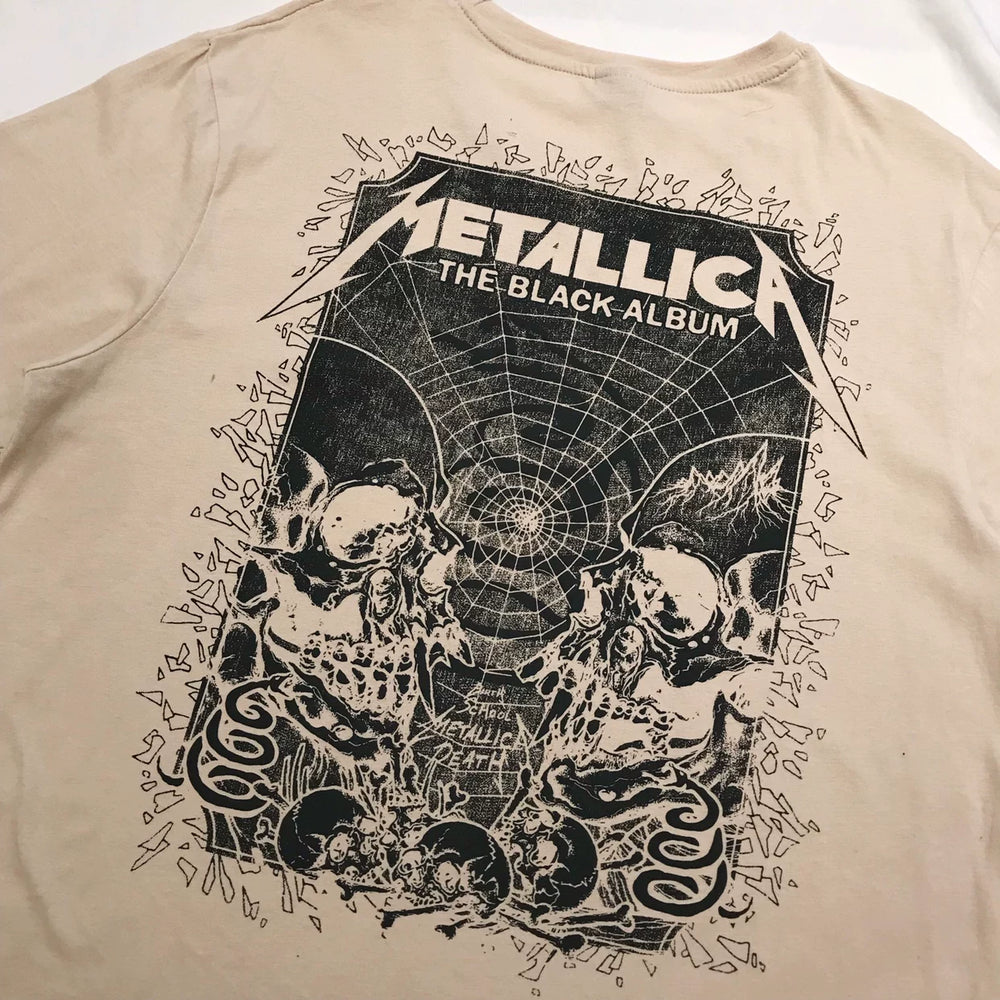 欧美单男式短袖T恤金属摇滚乐队Metallica直喷印花少量一批