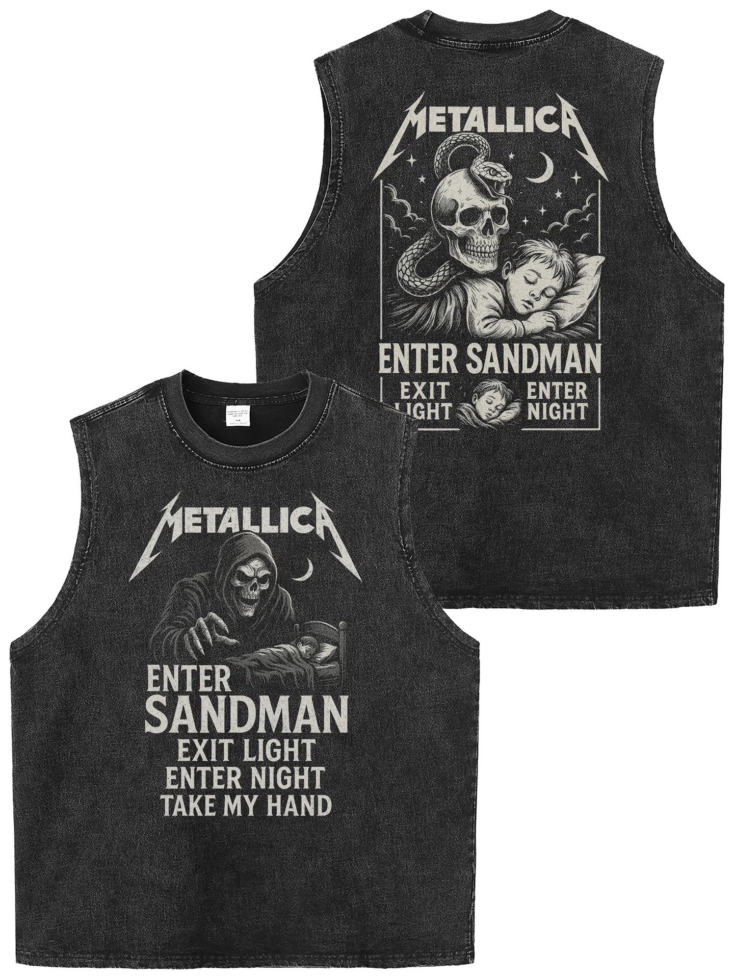 Metallica Heavy American Retro Washed Outdated Loose Rock Sleeveless T-shirt, Camback Tank Top