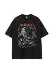 Metallica metal band retro American street niche design, dark shoulder rock short sleeved T-shirt