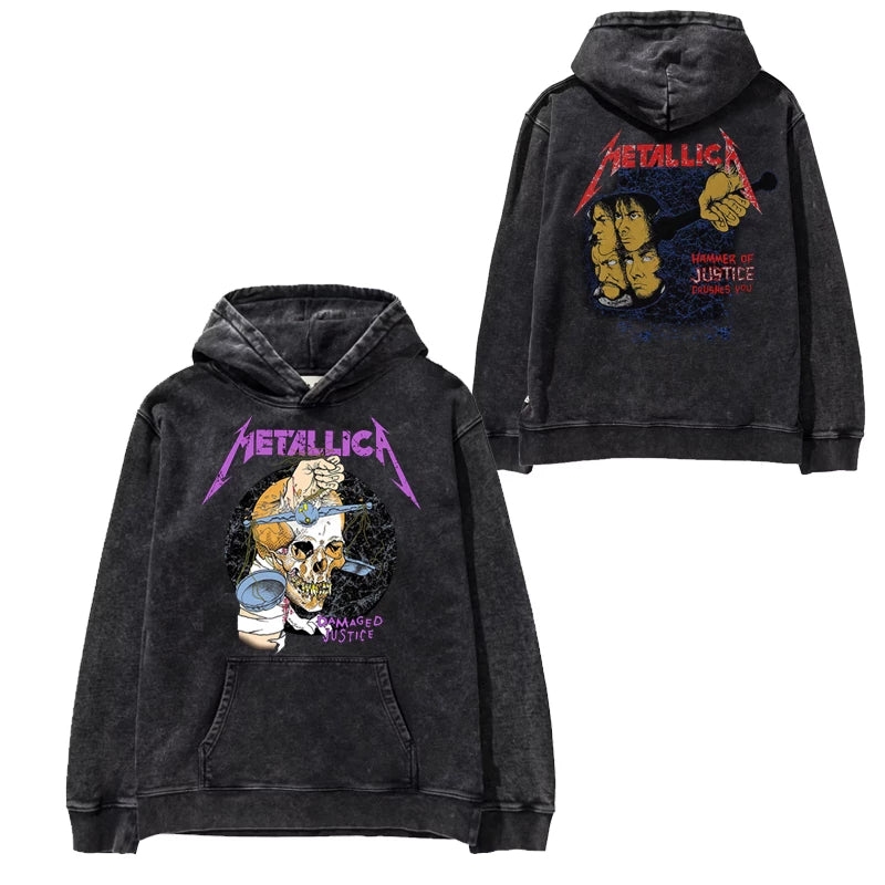 Metallica metal band James Hetfield punk distressed washed retro batik hooded sweatshirt (27)